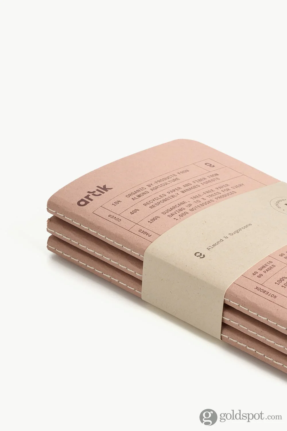 Artik Pack Of 3 Pocket Singer Sewn Notebooks in Almond - Image 3