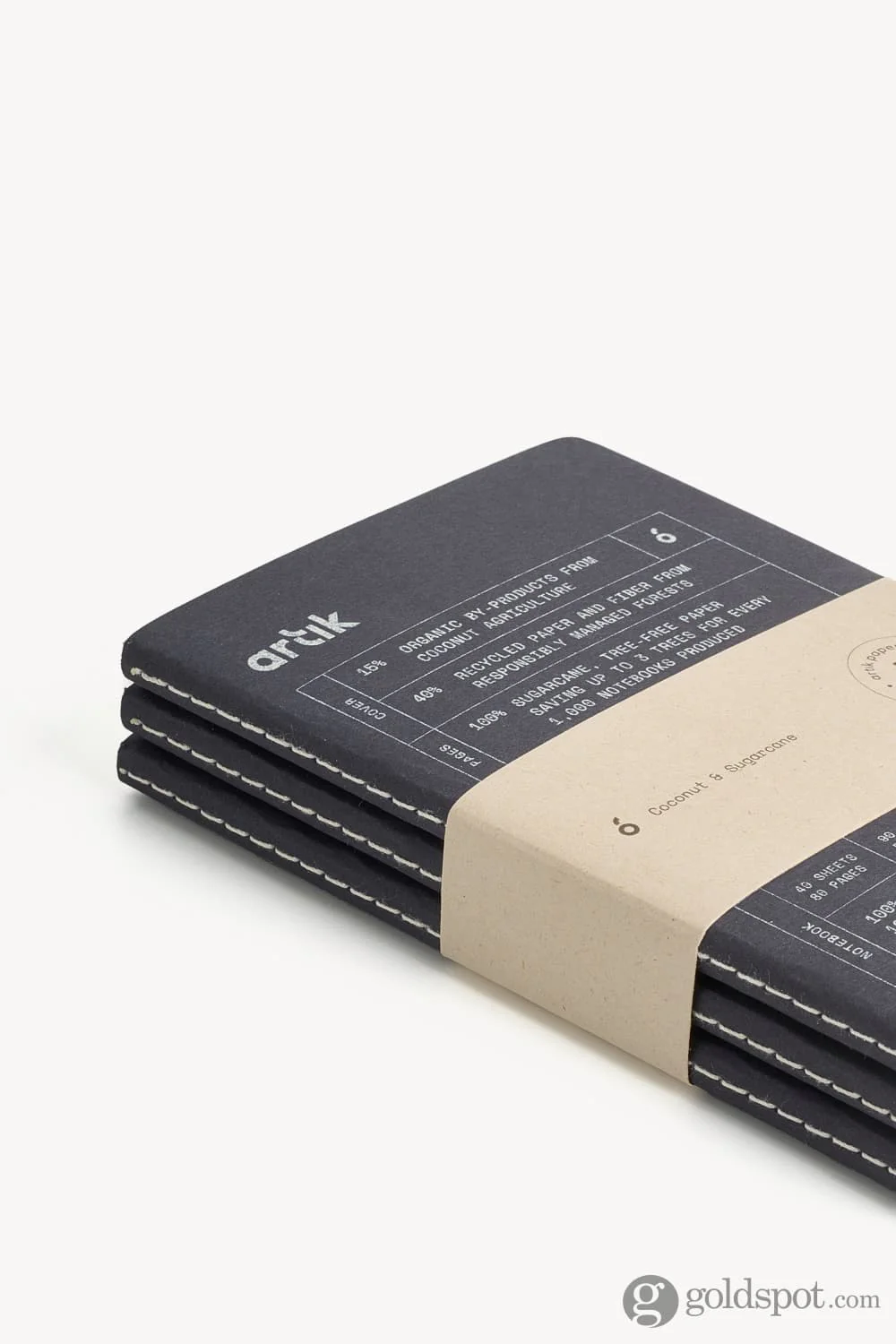 Artik Pack Of 3 Pocket Singer Sewn Notebooks in Coconut - Image 3