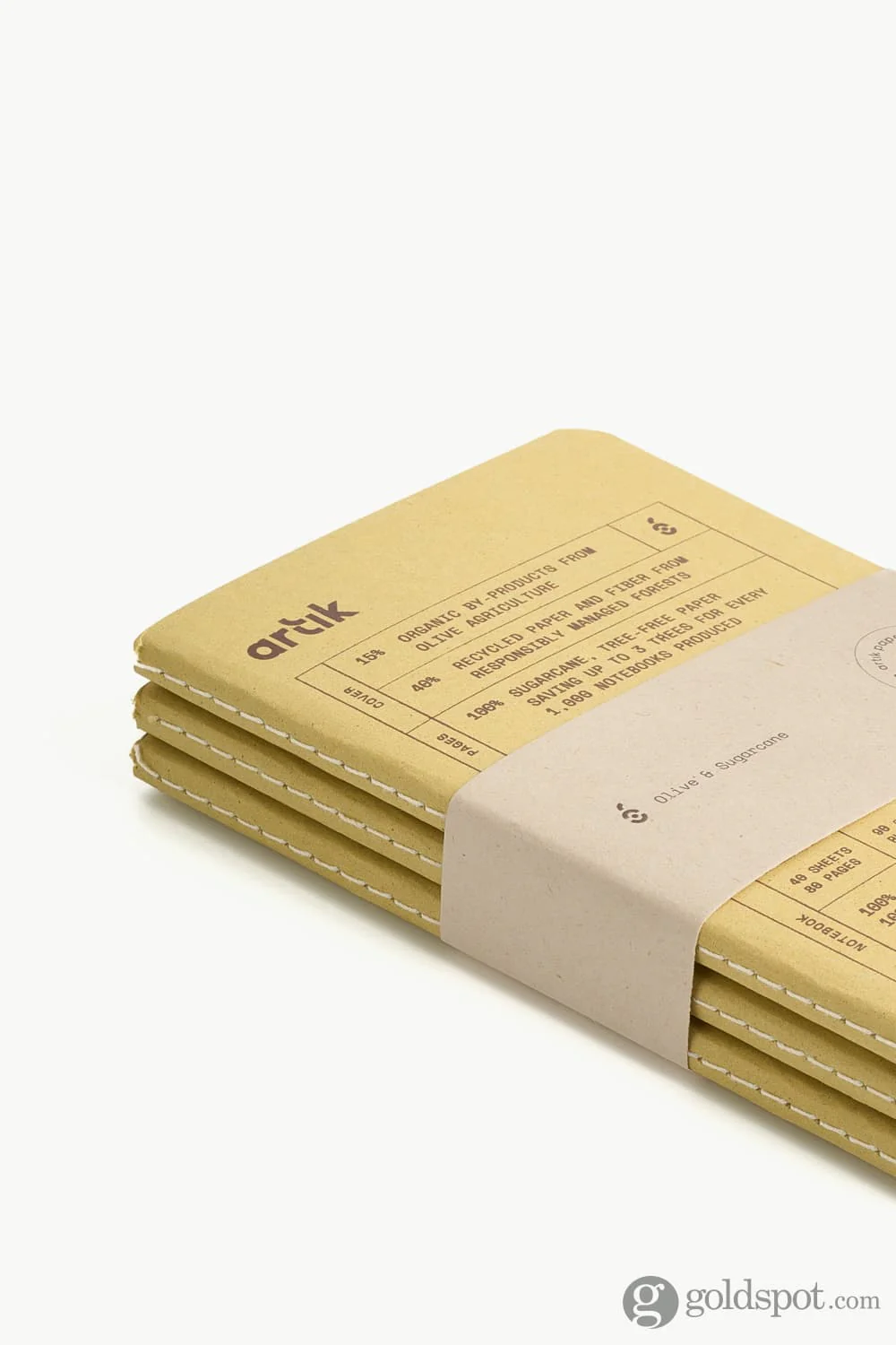 Artik Pack Of 3 Pocket Singer Sewn Notebooks in Olive - Image 3