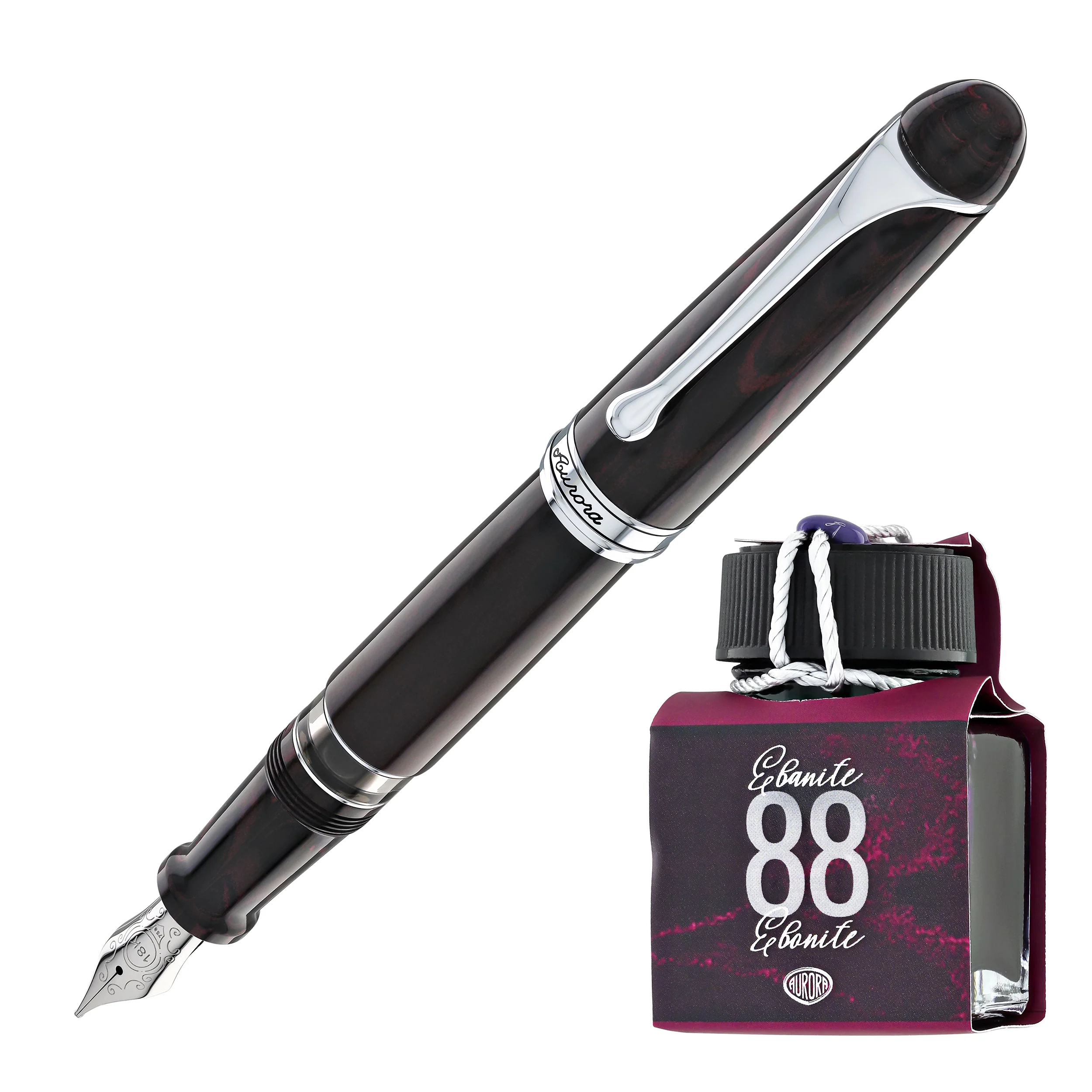 Aurora 88  Fountain Pen in Ebonite Magenta - 18K Gold