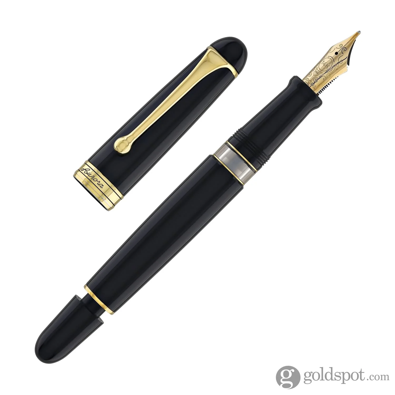 Aurora 88 Large Fountain Pen in Black with Gold Trim - 14K Gold - Image 7