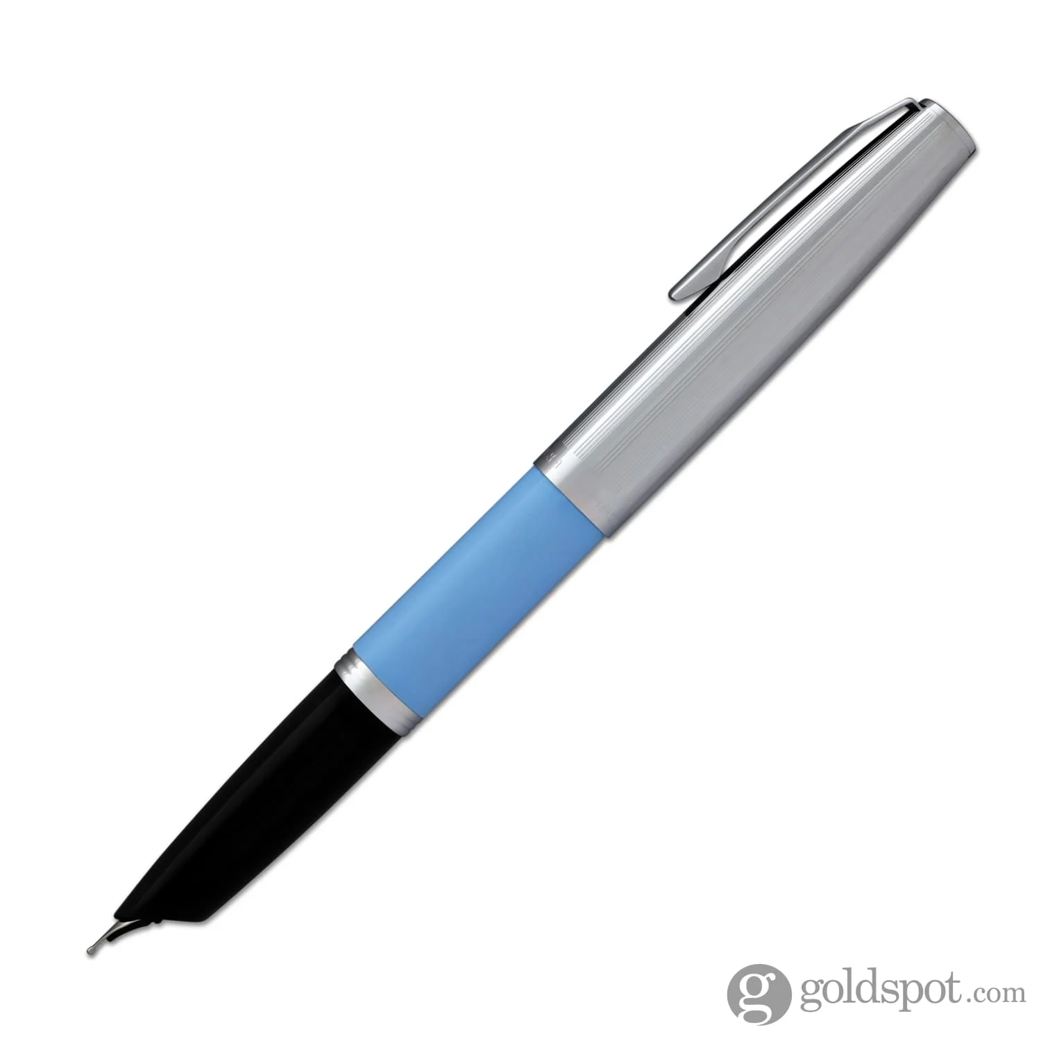 Aurora Duo Cart Fountain Pen - Light Blue Resin With Chrome Cap, Medium Point - Image 3