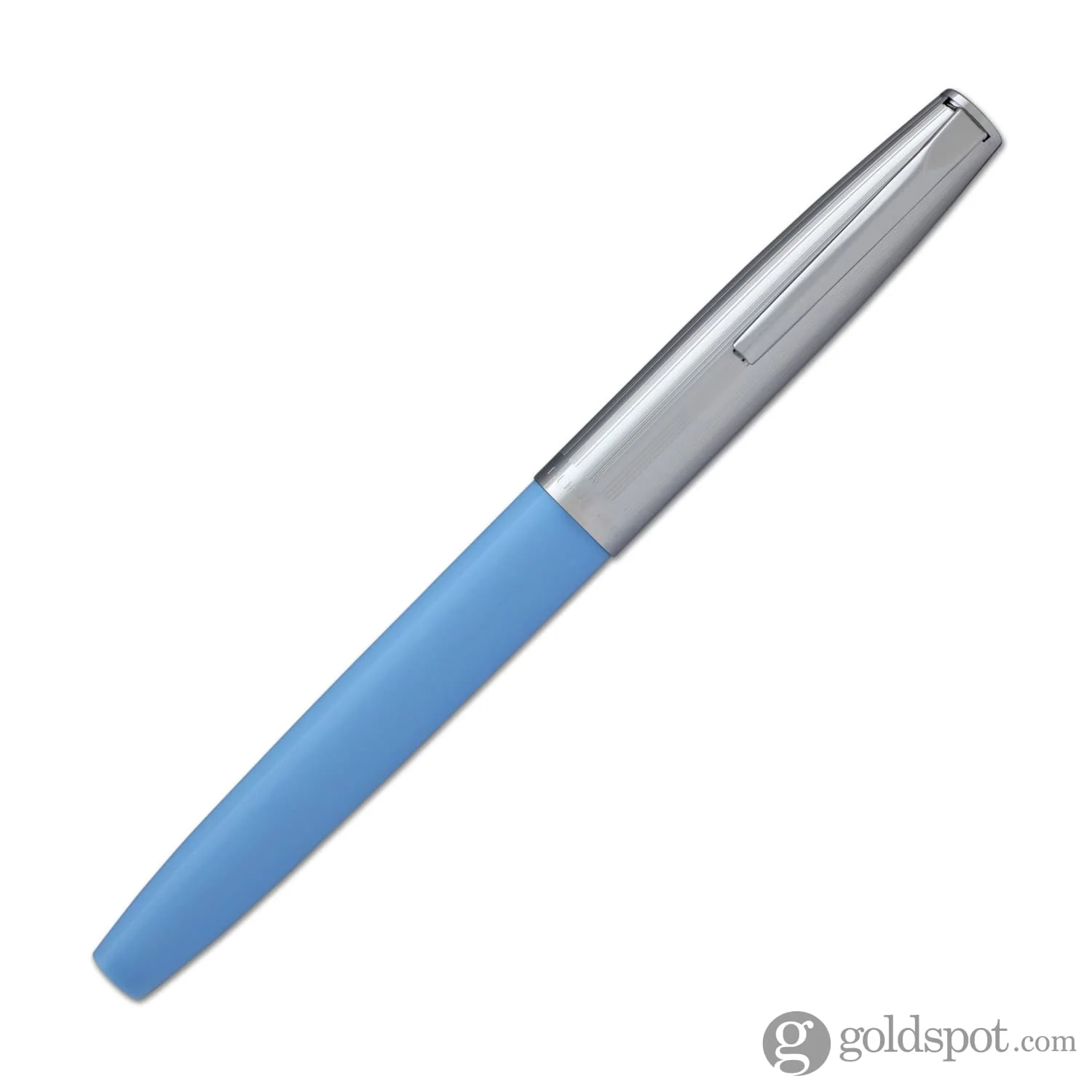 Aurora Duo Cart Fountain Pen - Light Blue Resin With Chrome Cap, Medium Point - Image 4