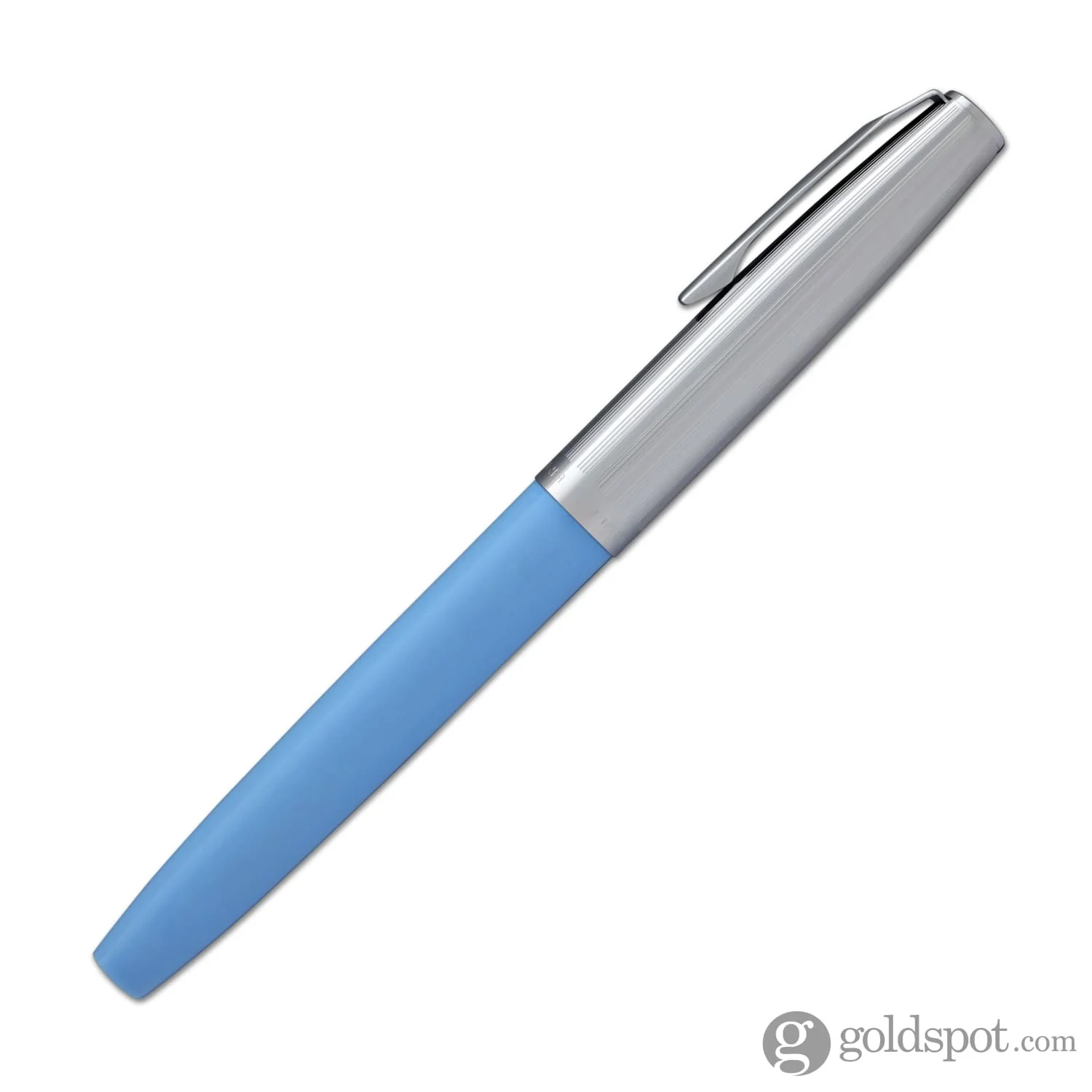 Aurora Duo Cart Fountain Pen - Light Blue Resin With Chrome Cap, Medium Point - Image 6