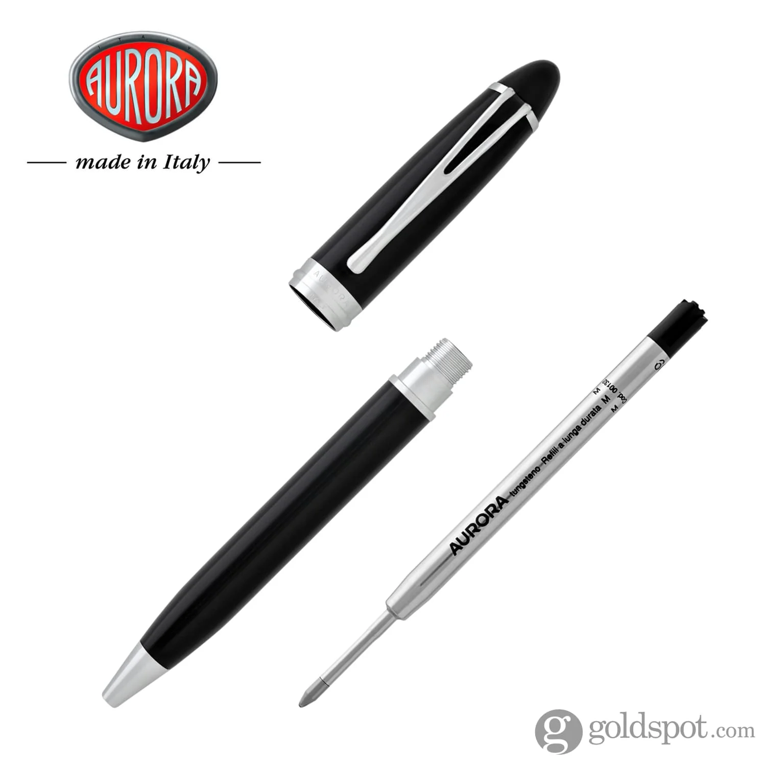 Aurora Ipsilon Deluxe Ballpoint Pen in Black with Chrome Trim - Image 5