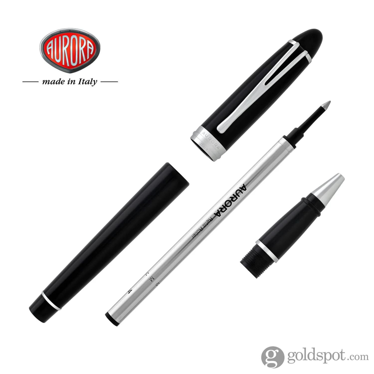 Aurora Ipsilon Deluxe Rollerball Pen in Black with Chrome Trim - Image 7