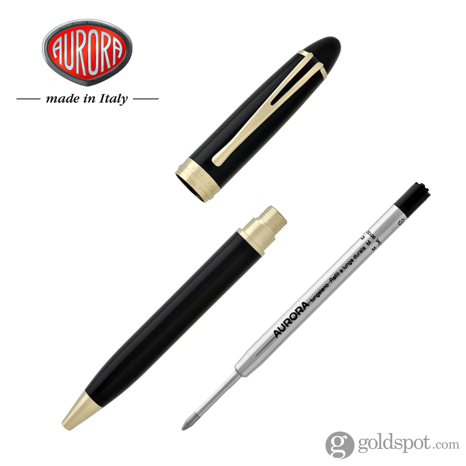 Aurora Ipsilon Deluxe Ballpoint Pen in Black Gold Trim - Image 5