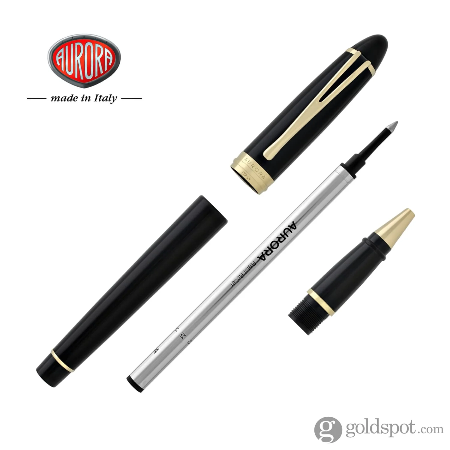 Aurora Ipsilon Deluxe Rollerball Pen in Black with Gold Trim - Image 7