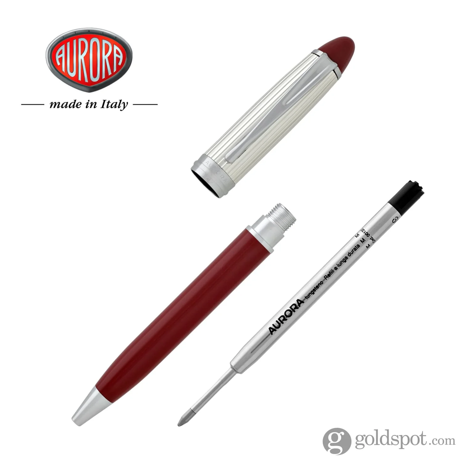 Aurora Ipsilon Ballpoint Pen in Red & Sterling Silver Cap - Image 5