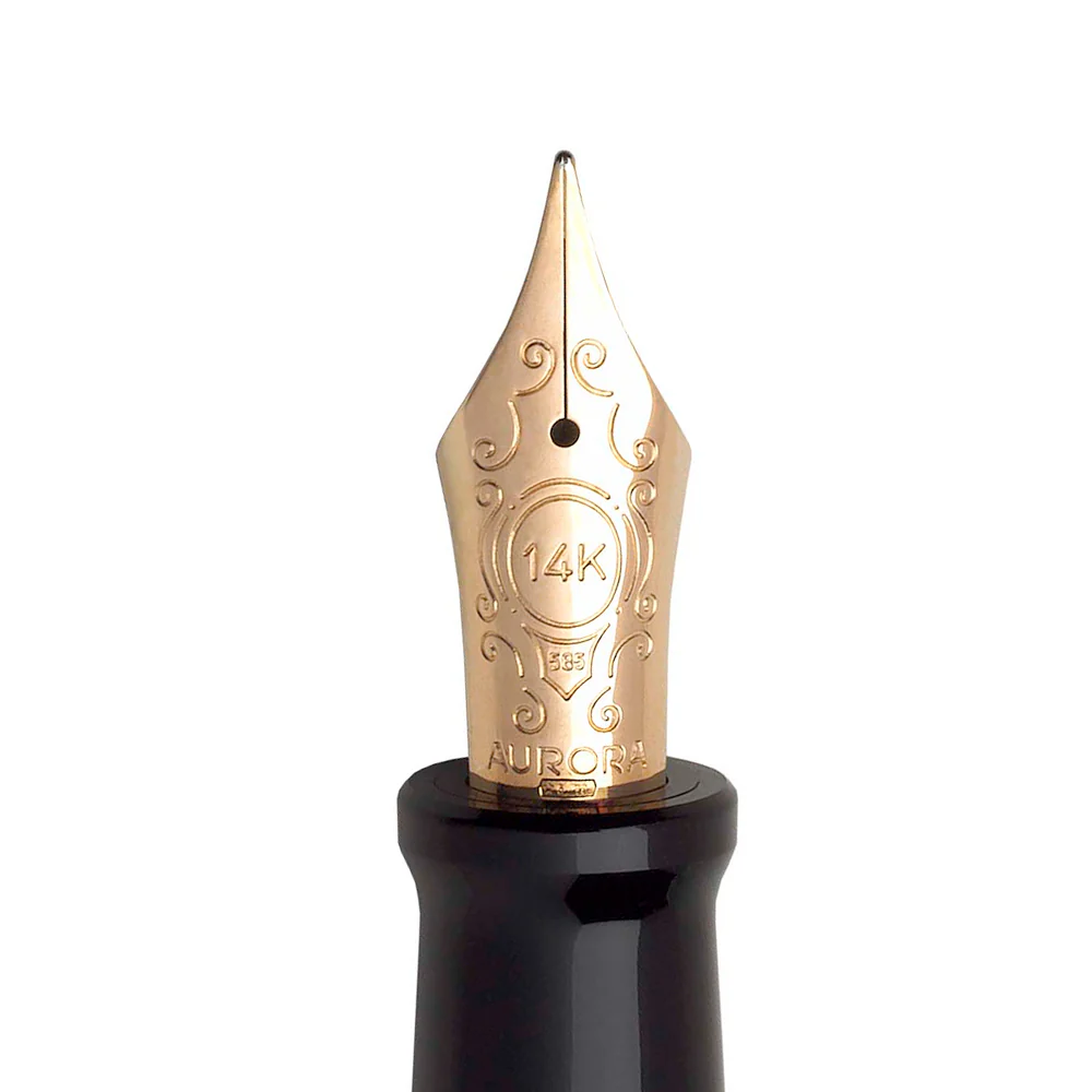 Aurora Optima Fountain Pen in Black - 14K Gold Fine Point - Image 3