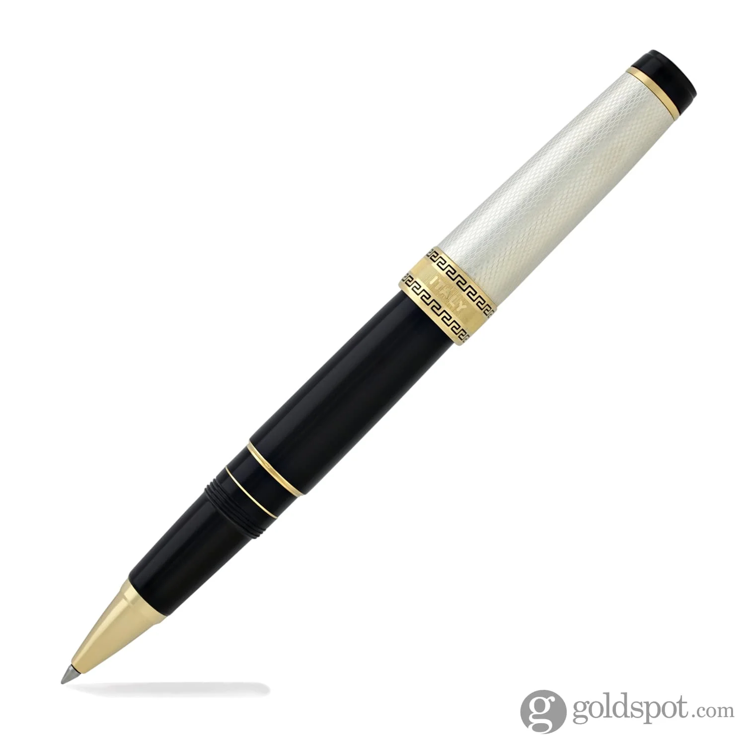 Aurora Optima Rollerball Pen Black Barrel with Solid Silver Cap - Image 4