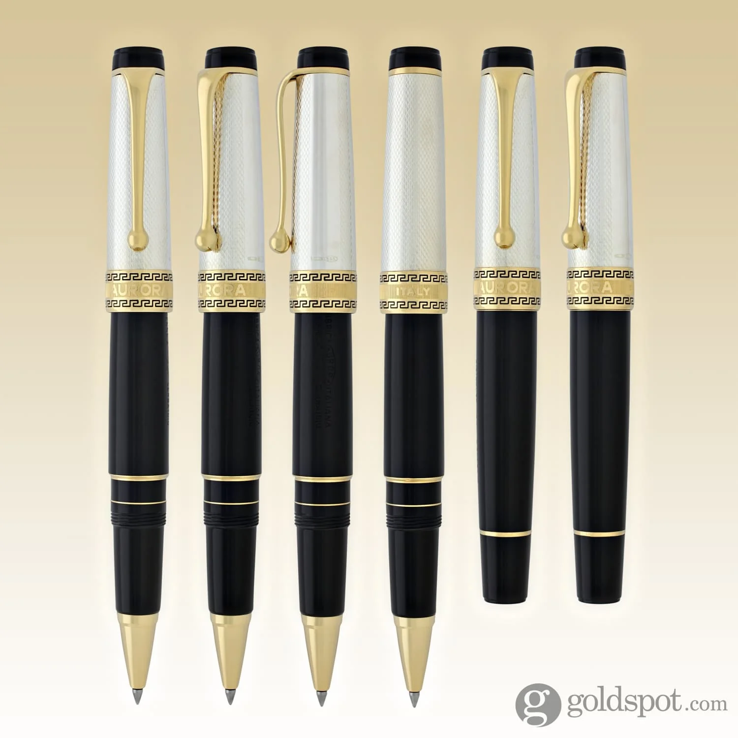 Aurora Optima Rollerball Pen Black Barrel with Solid Silver Cap - Image 7