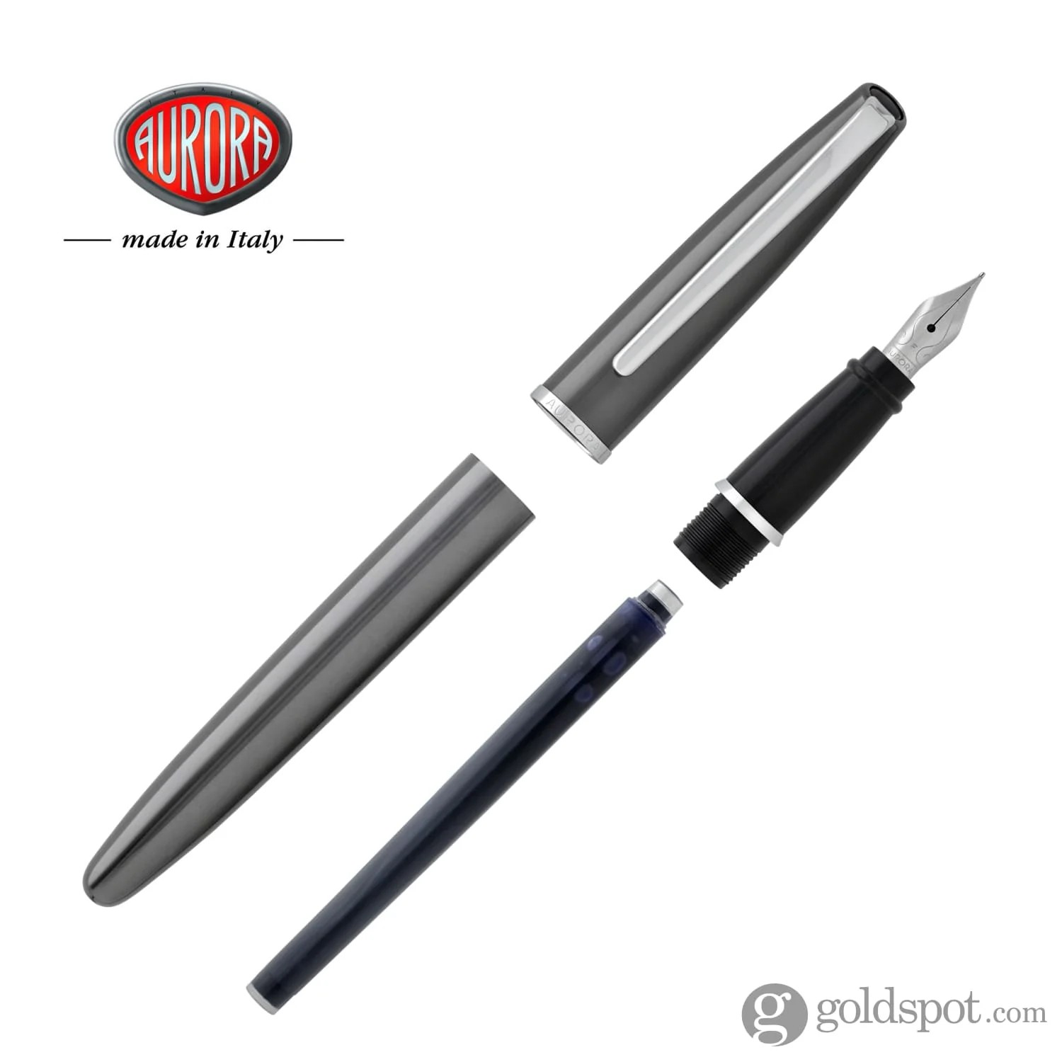 Aurora Style Lacquer Fountain Pen in Shiny Gunmetal - Image 7