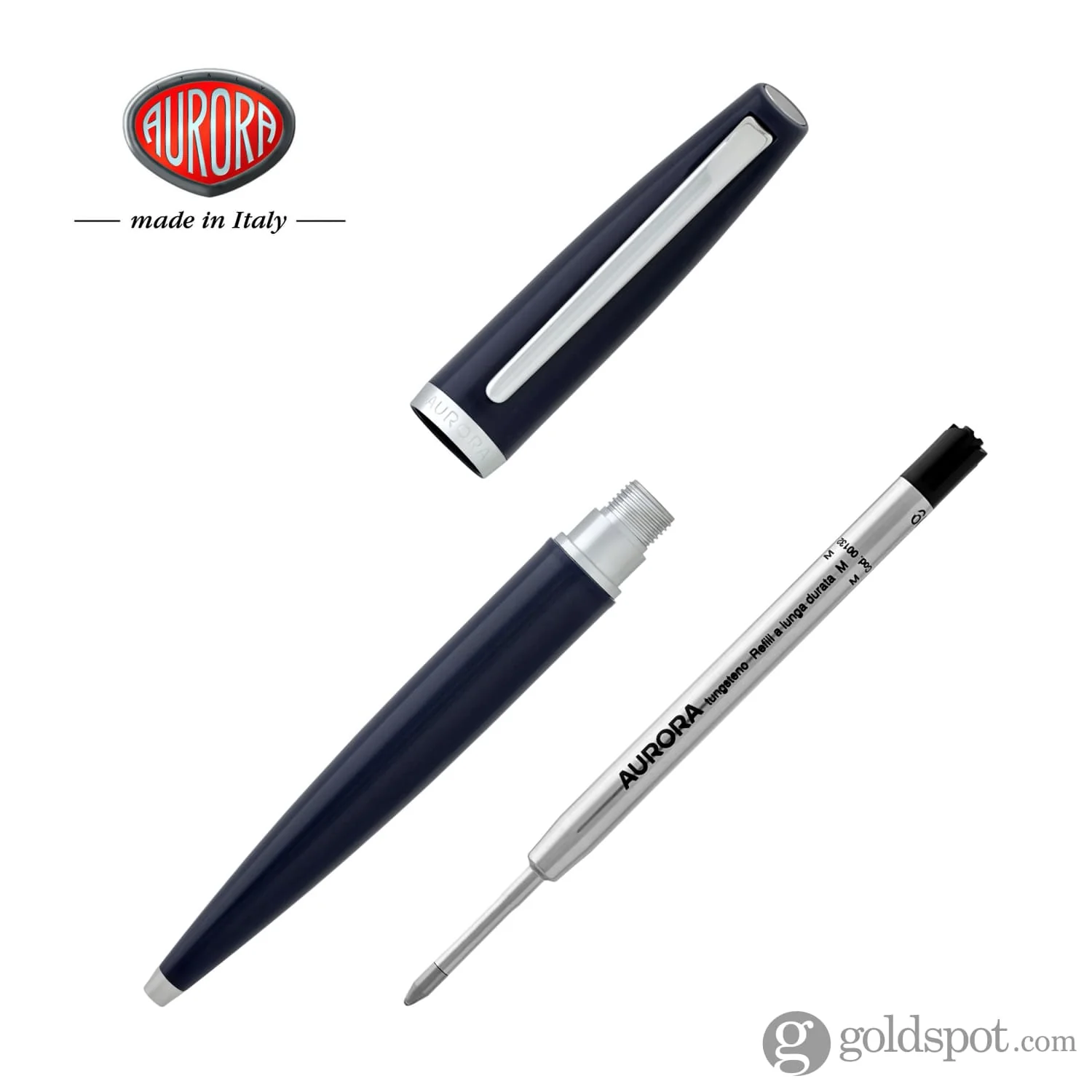 Aurora Style Resin Ballpoint Pen in Blue with Chrome Trim - Image 5