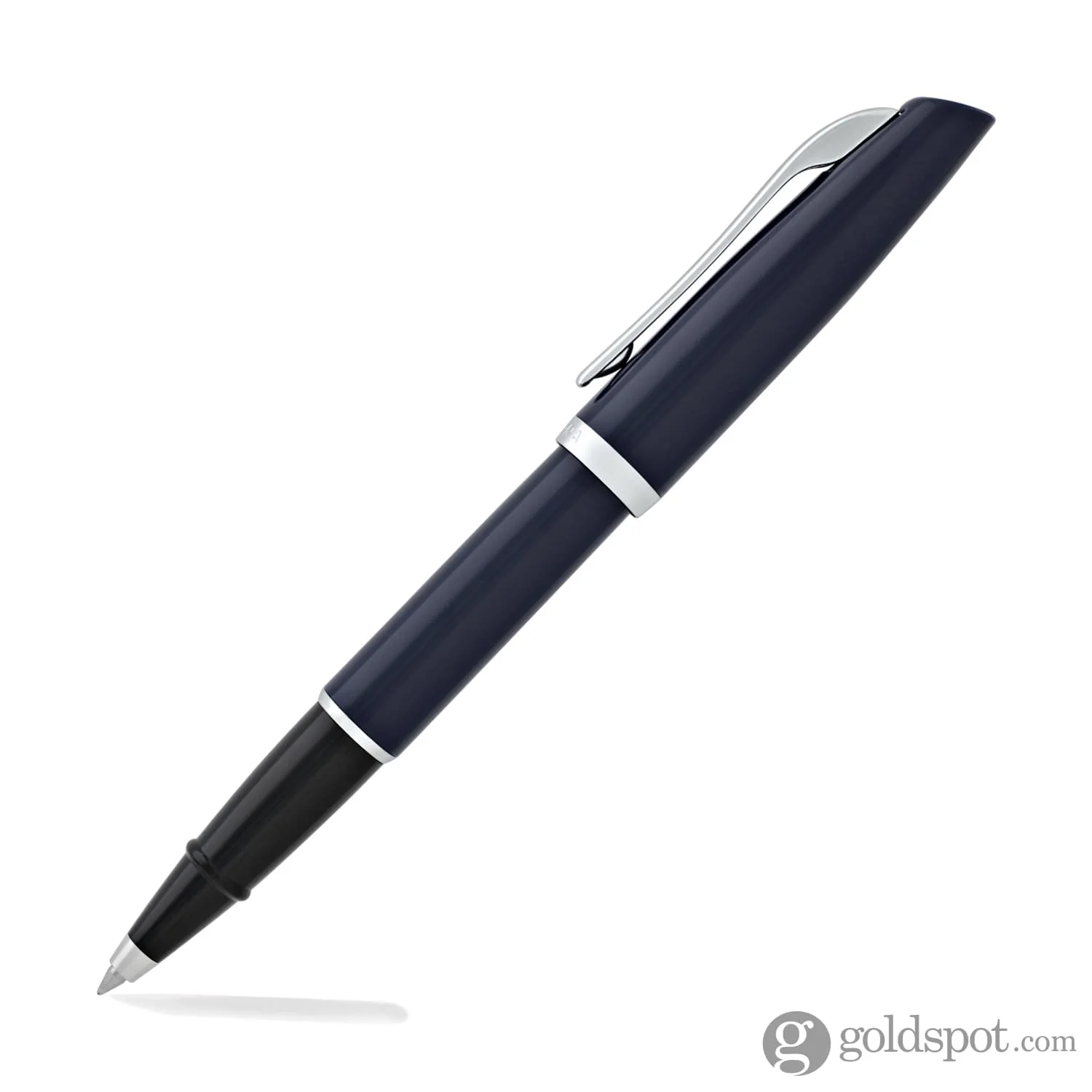 Aurora Style Resin Rollerball Pen in Blue with Chrome Trim - Image 3