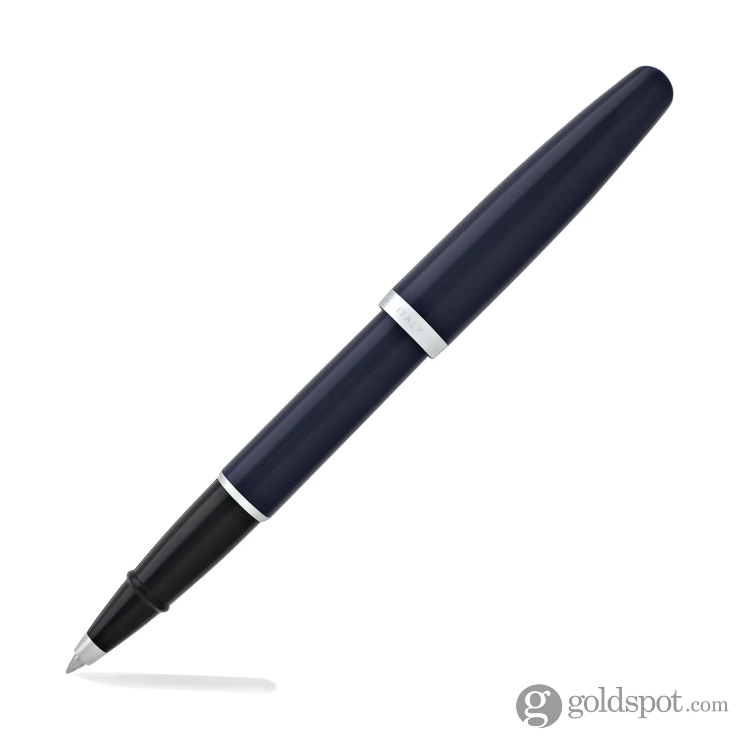 Aurora Style Resin Rollerball Pen in Blue with Chrome Trim - Image 4