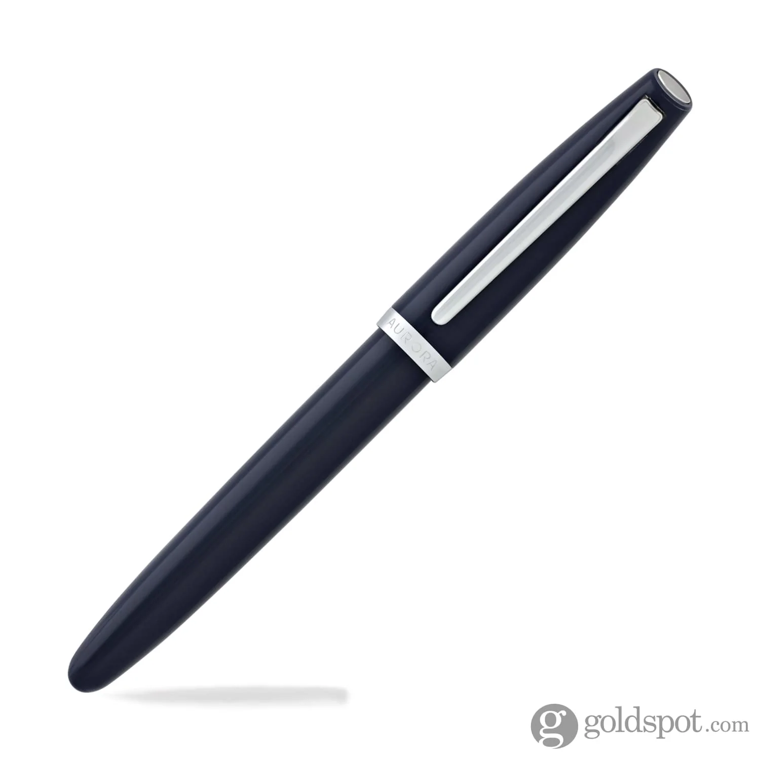 Aurora Style Resin Rollerball Pen in Blue with Chrome Trim - Image 5