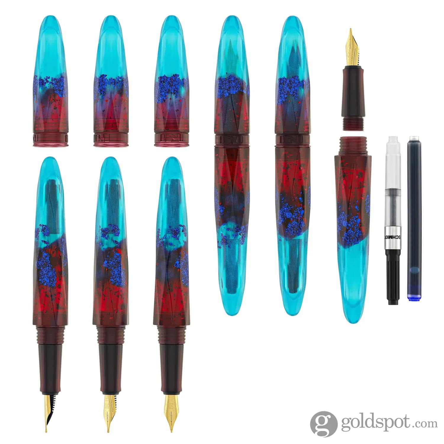 Benu Briolette Fountain Pen in Fiery Azure - Image 6