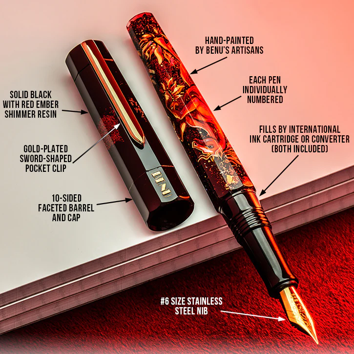 Benu Euphoria Handpainted Fountain Pen in Fire Horse - Limited Edition - Image 12