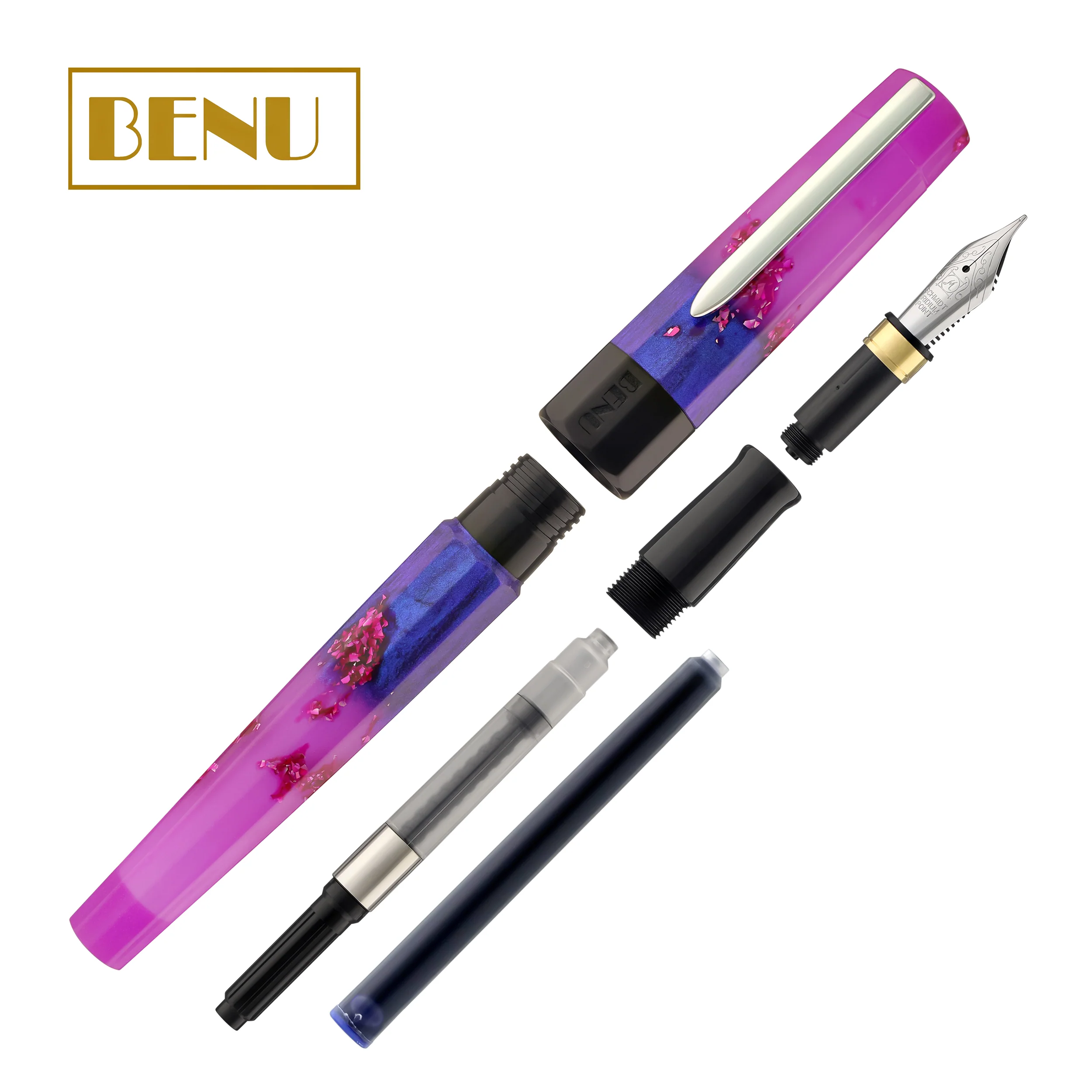 Benu Euphoria Fountain Pen in Love Story (Lavender Blue Glow) - Image 7