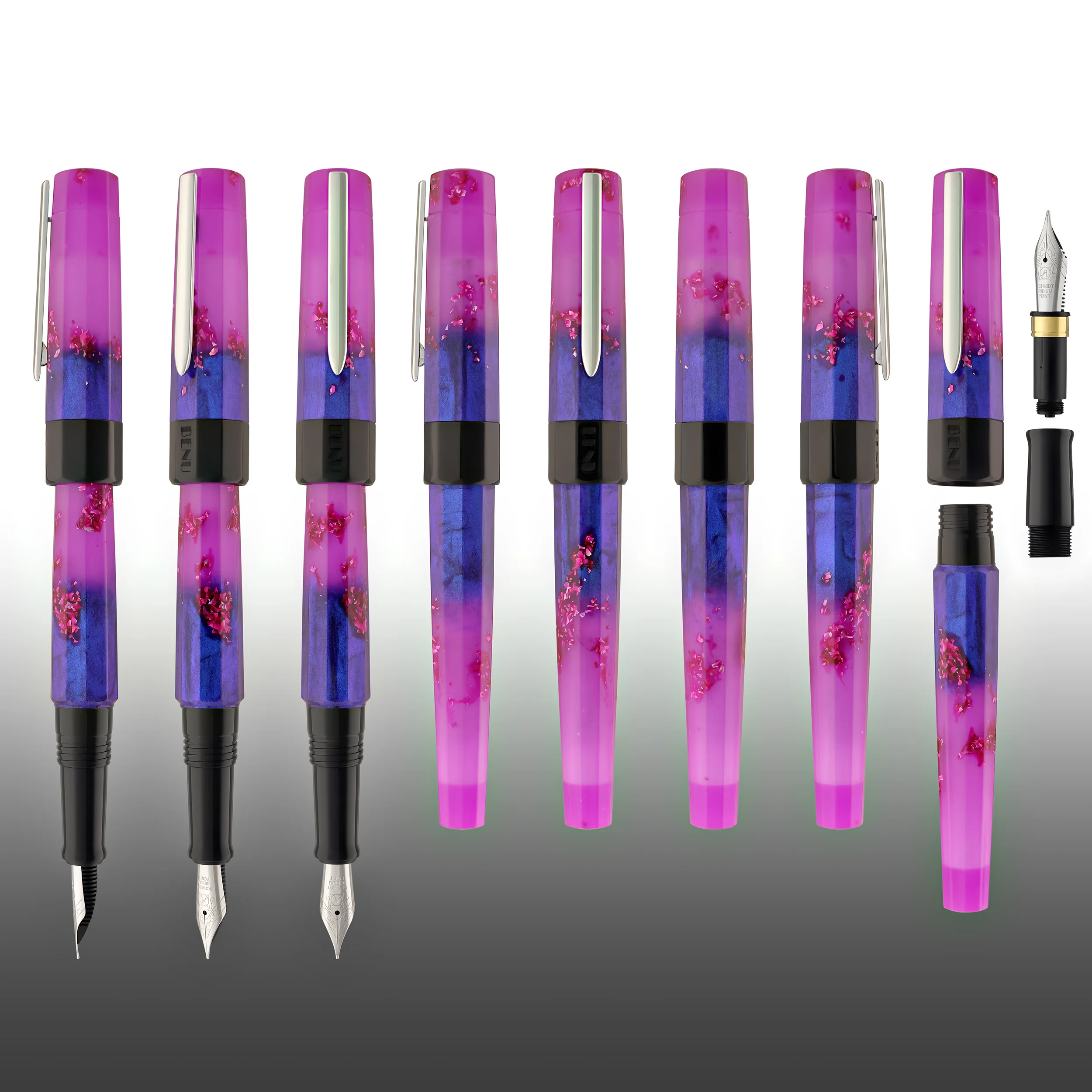 Benu Euphoria Fountain Pen in Love Story (Lavender Blue Glow) - Image 8