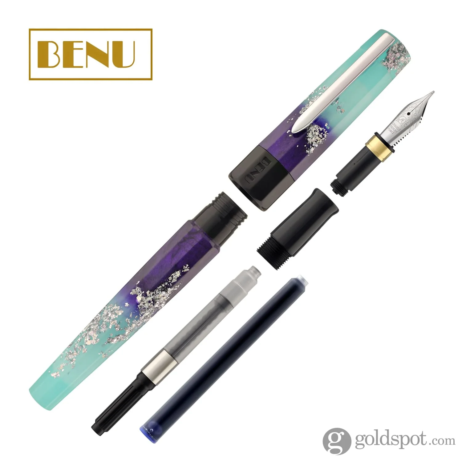 Benu Euphoria Fountain Pen in Ocean Breeze (Blue Glow) - Image 7