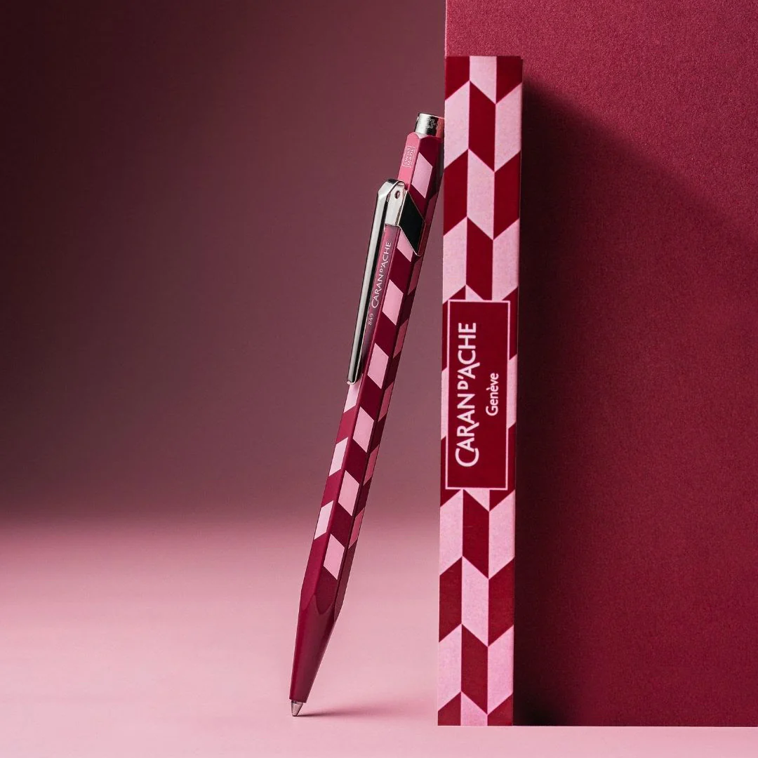 Caran d'Ache 849 Mosaic Ballpoint Pen in Garnet Red - Image 8