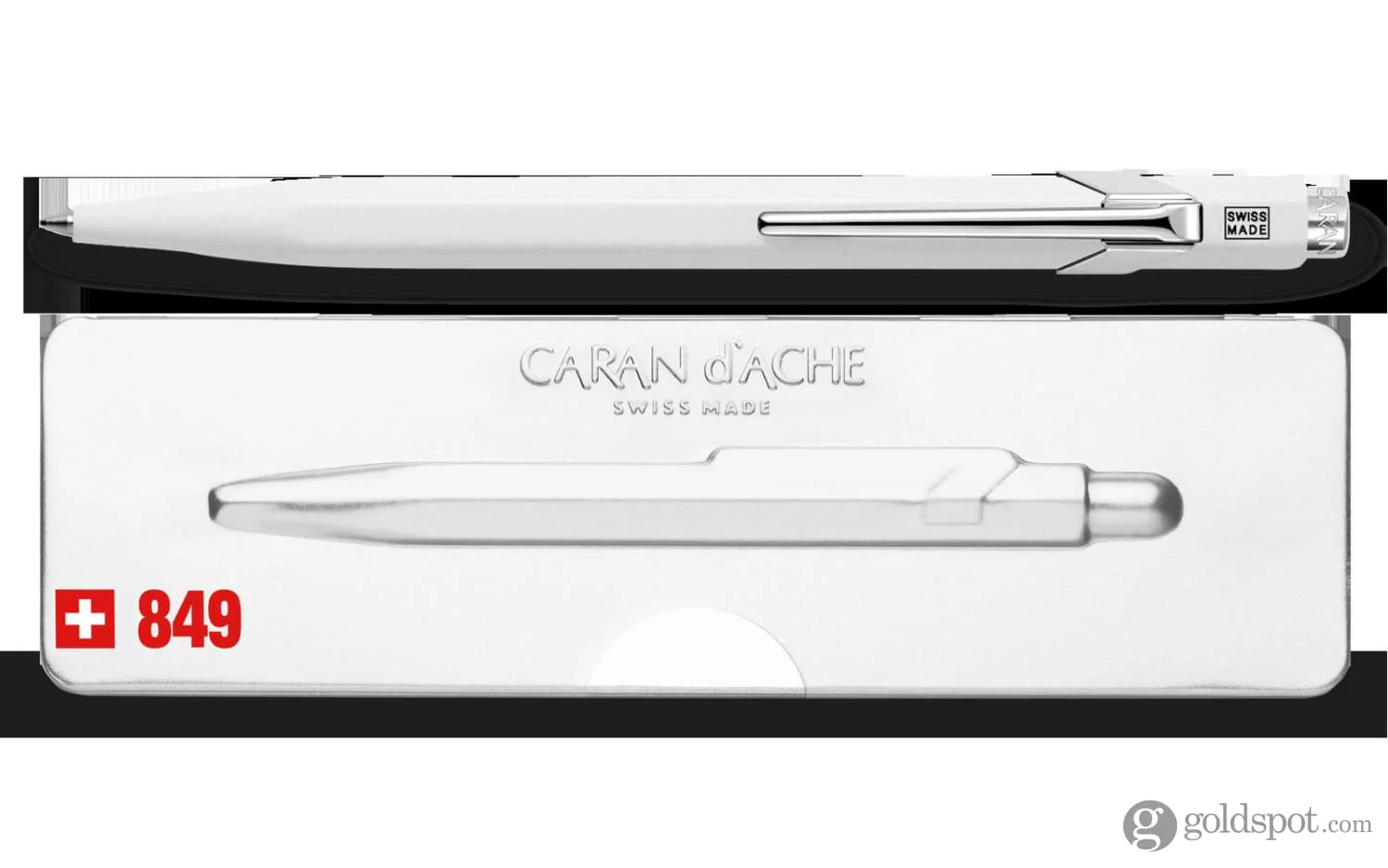 Caran d'Ache 849 Popline Ballpoint Pen in White with Holder - Image 3