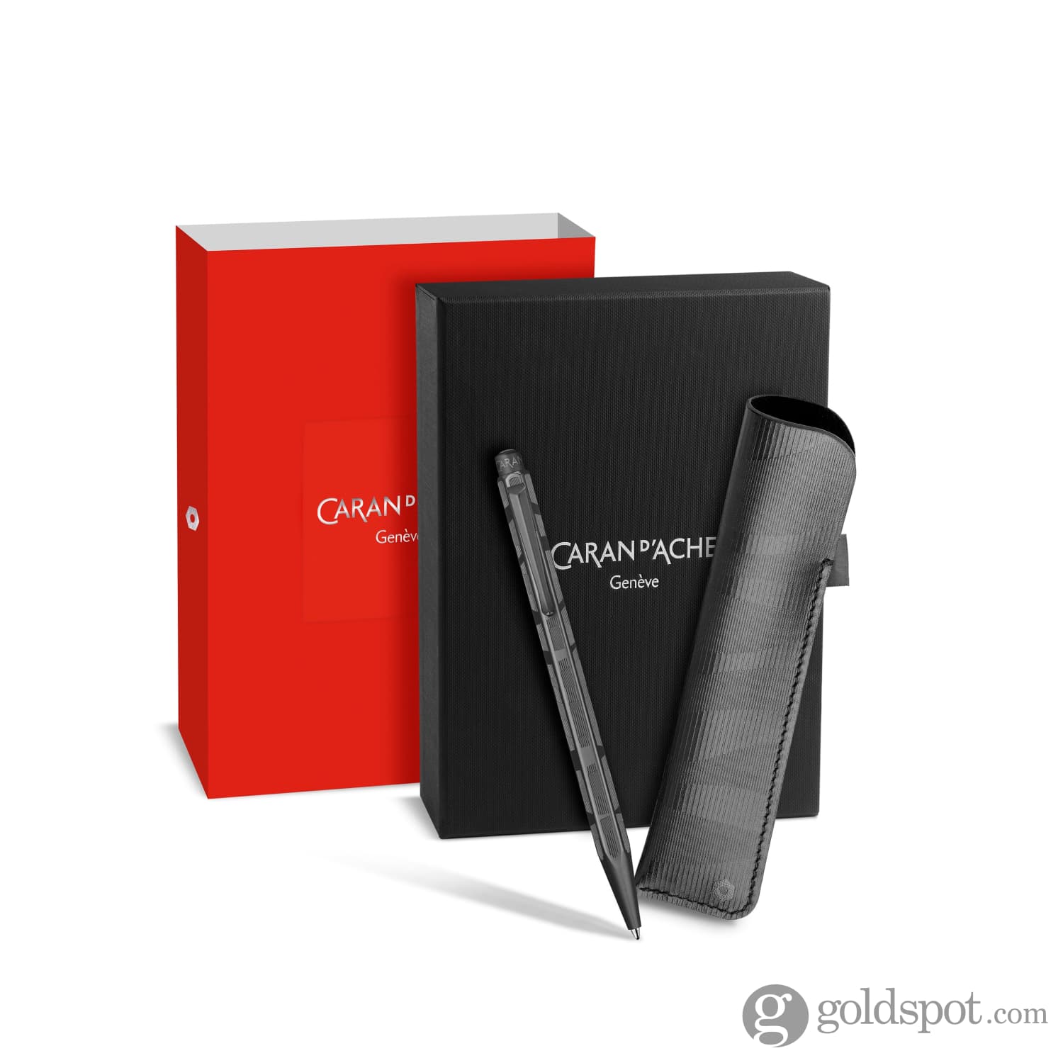 Caran d'Ache Ecridor Black Lines Ballpoint Pen and Leather Case Set - Image 3