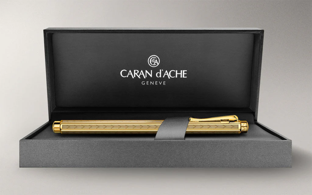 Caran d'Ache Ecridor Rollerball Pen in Gold Plated Chevron - Image 9