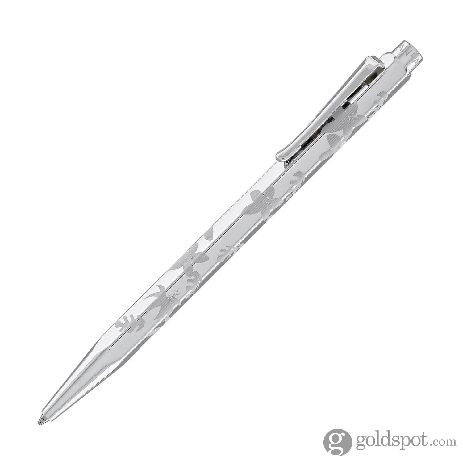 Caran d'Ache Ecridor Ballpoint Pen in Palladium with Flower Design - Image 2