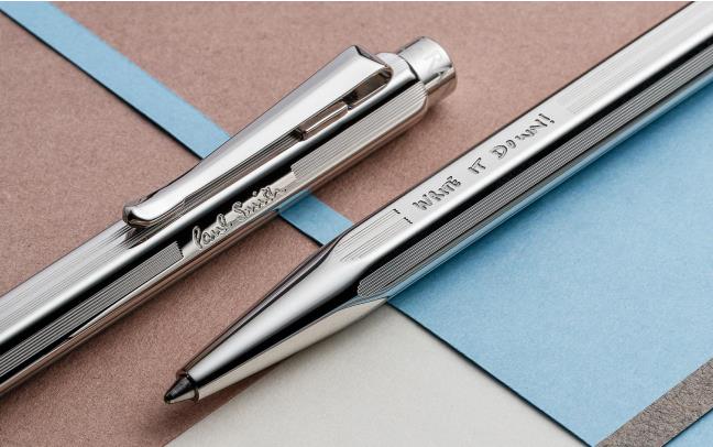 Caran d'Ache Ecridor Paul Smith 5 Ballpoint Pen Gift Set in Silver with Leather Case - Image 3