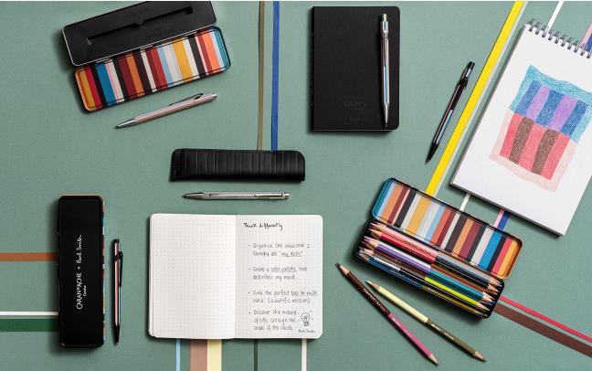 Caran d'Ache Ecridor Paul Smith 5 Ballpoint Pen Gift Set in Silver with Leather Case - Image 9