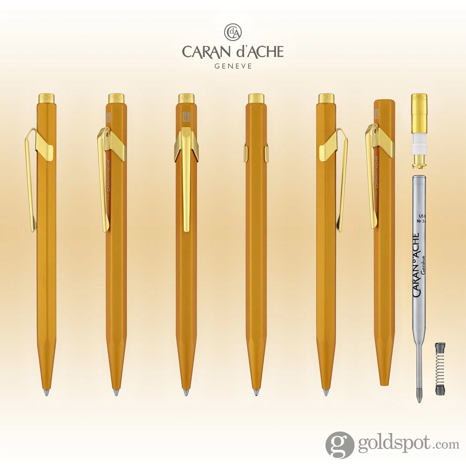 Caran d'Ache 849 Metal Ballpoint Pen in Goldbar - Image 7