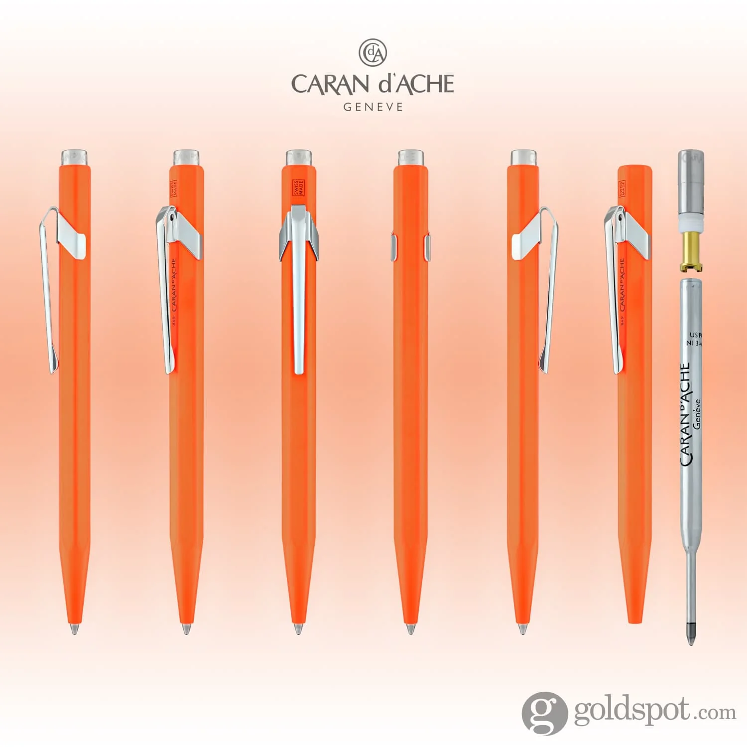 Caran d'Ache 849 Metal Ballpoint Pen in Fluorescent Orange - Image 7