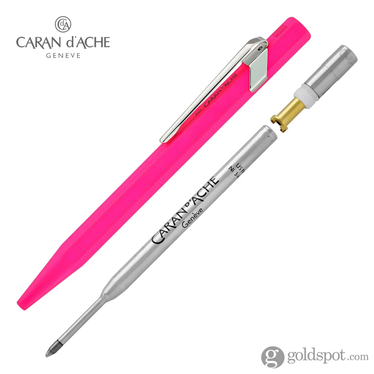 Caran d'Ache 849 Metal Ballpoint Pen in Fluorescent Pink - Image 6