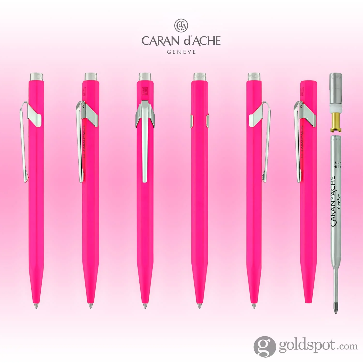 Caran d'Ache 849 Metal Ballpoint Pen in Fluorescent Pink - Image 7