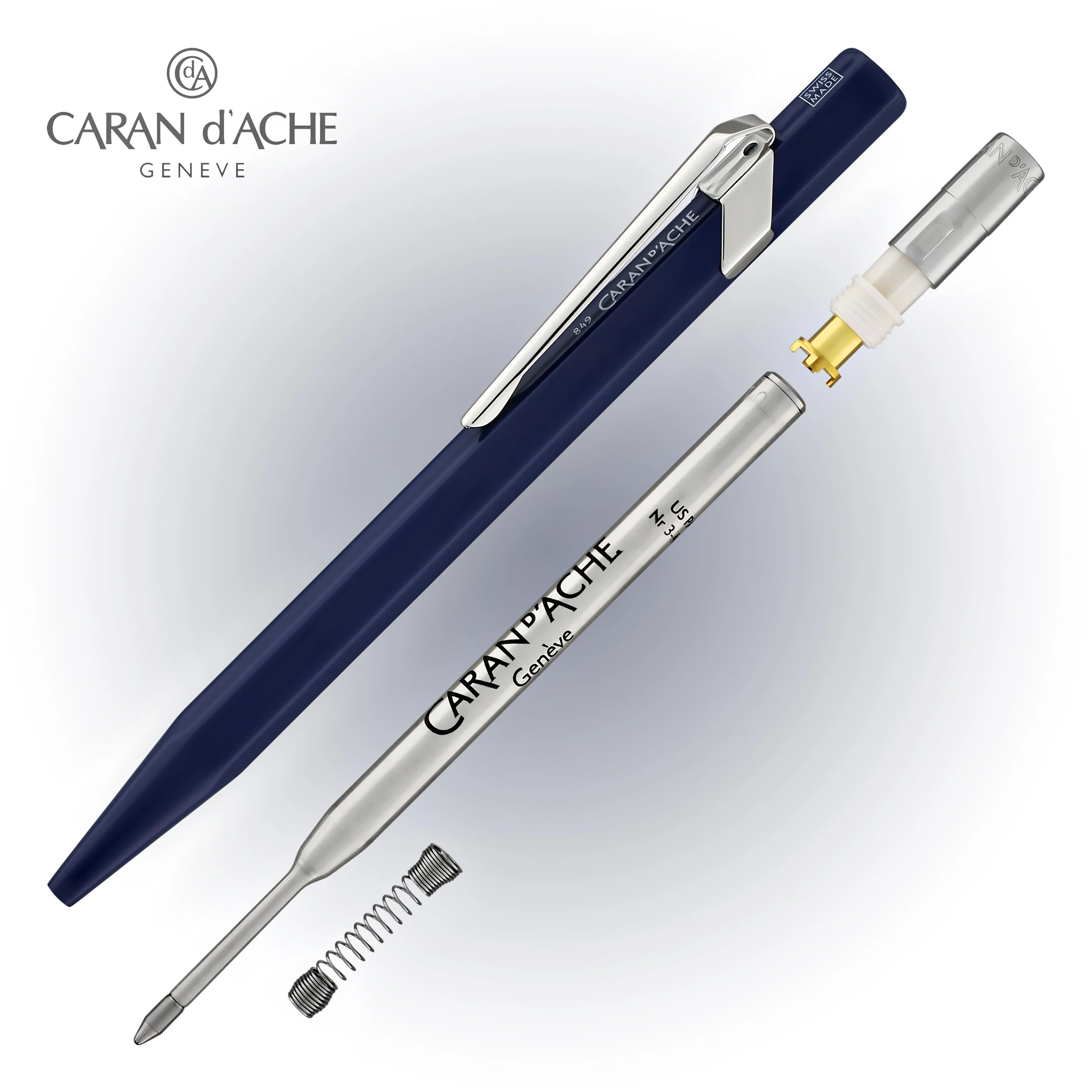 Caran d'Ache 849 Metal Ballpoint Pen in Sapphire Blue - Image 6