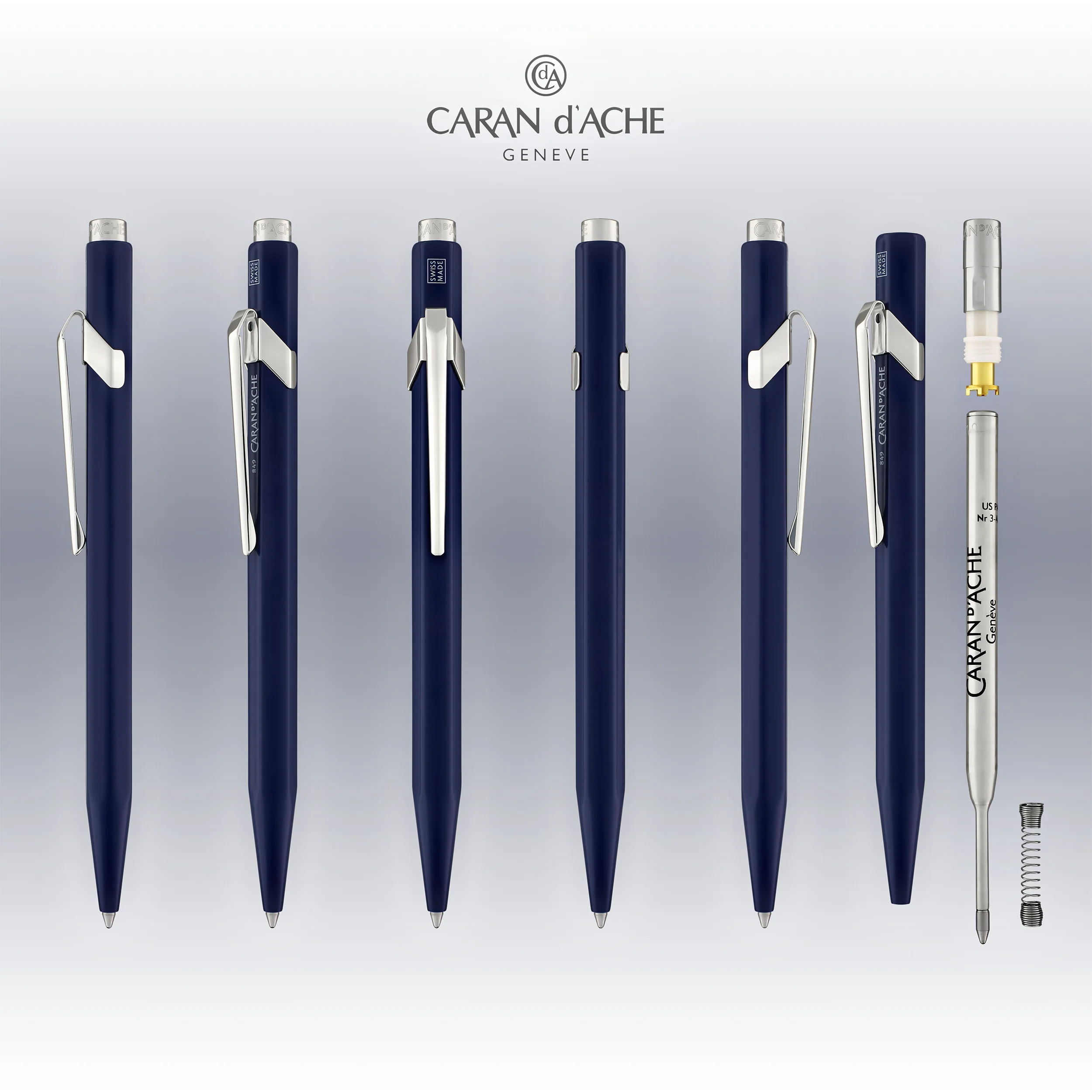 Caran d'Ache 849 Metal Ballpoint Pen in Sapphire Blue - Image 7