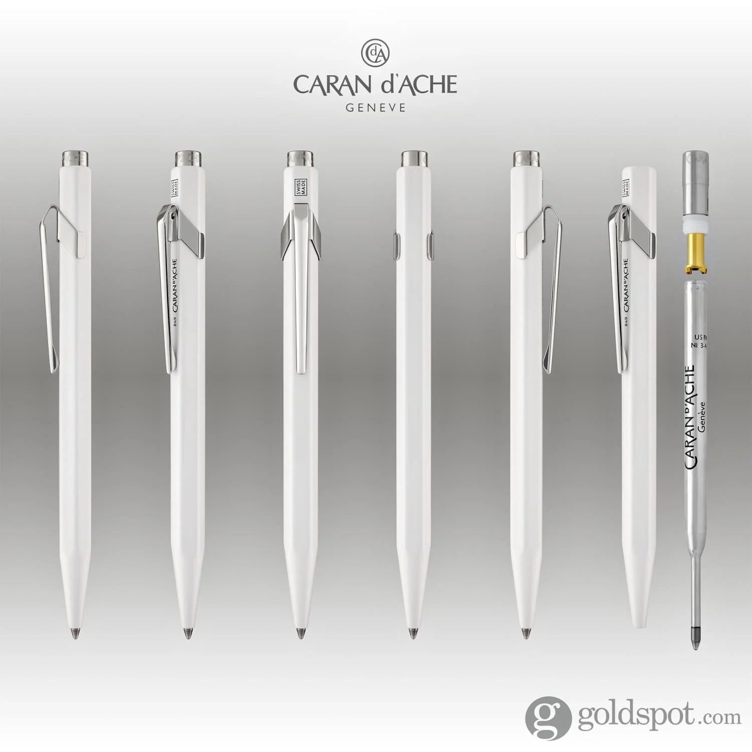 Caran d'Ache 849 Metal Ballpoint Pen in White - Image 7