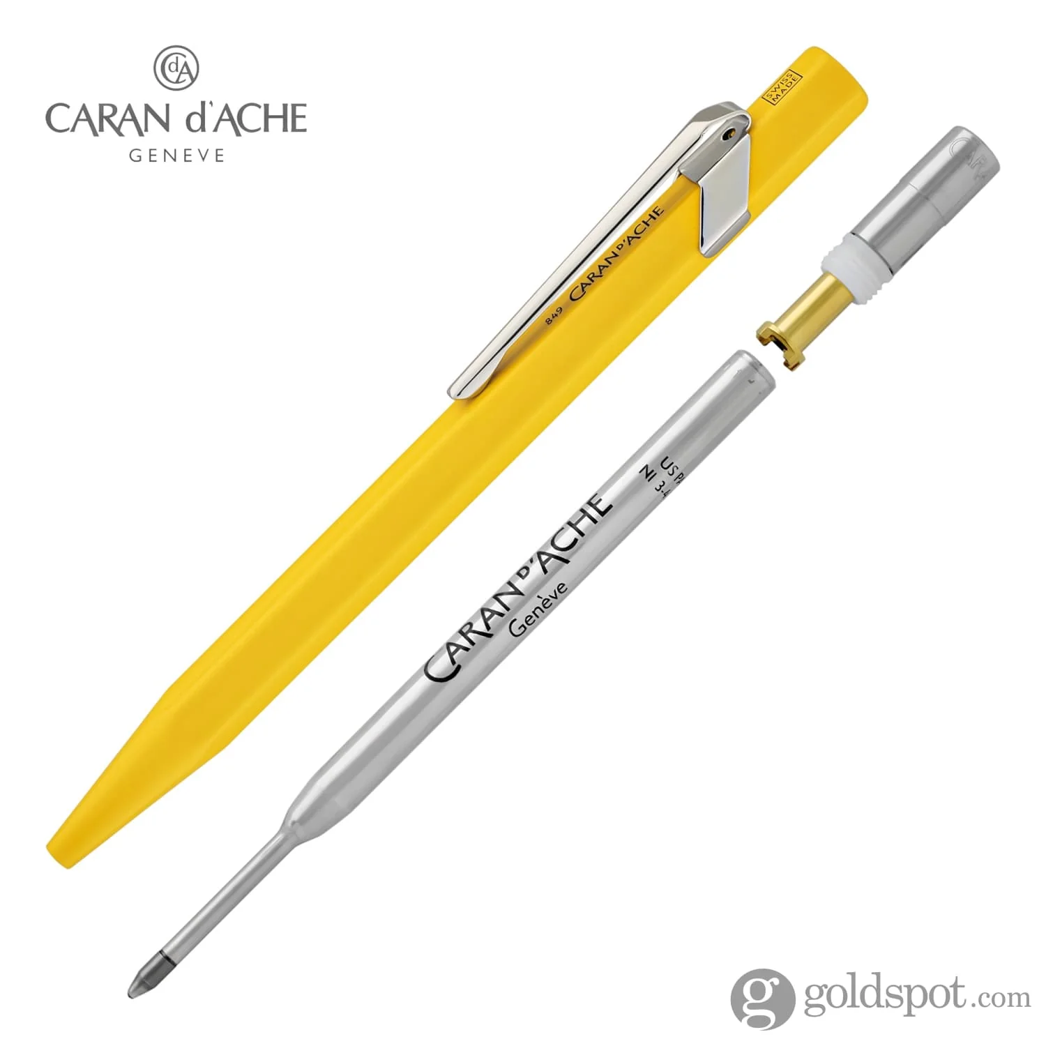 Caran d'Ache 849 Metal Ballpoint Pen in Yellow - Image 6