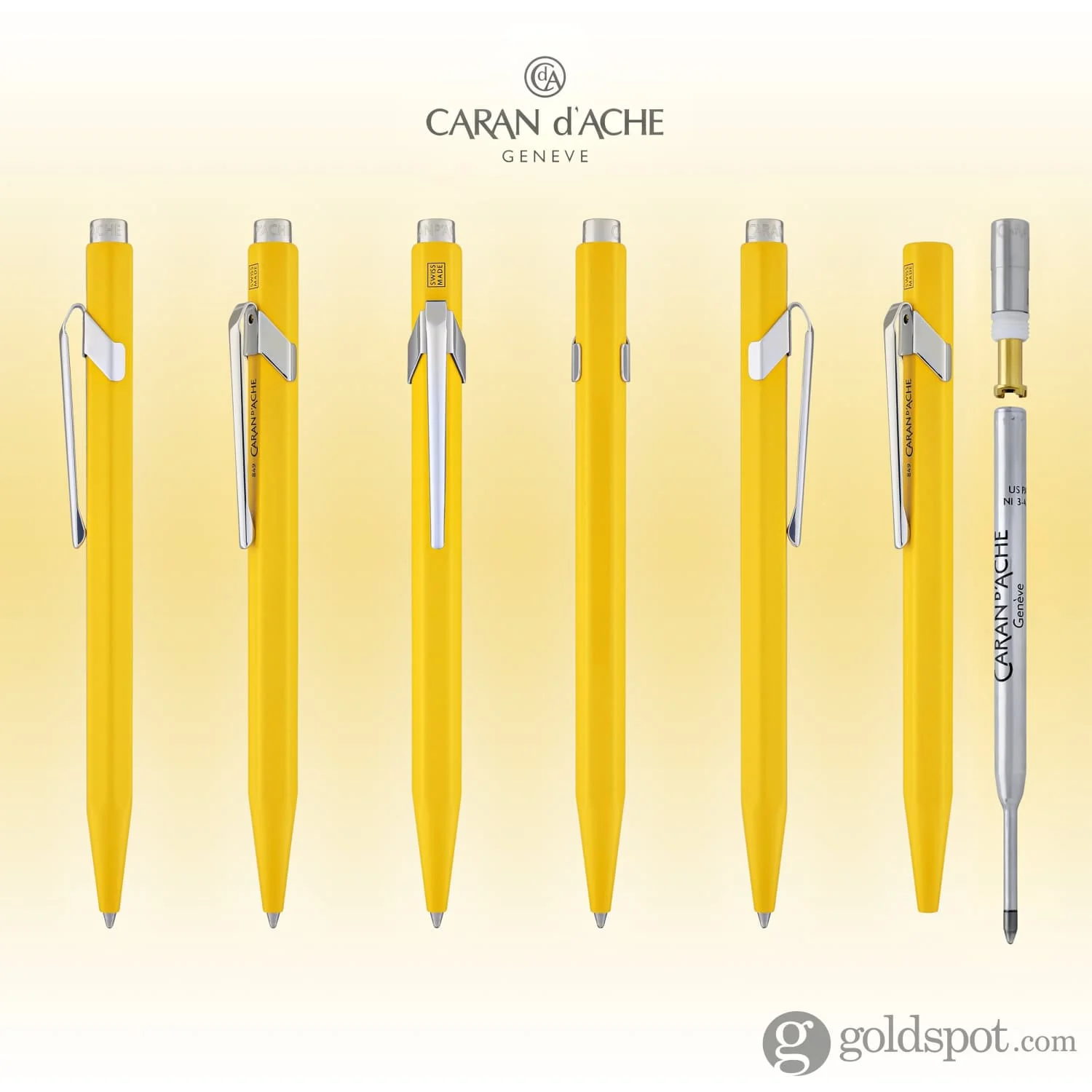 Caran d'Ache 849 Metal Ballpoint Pen in Yellow - Image 7