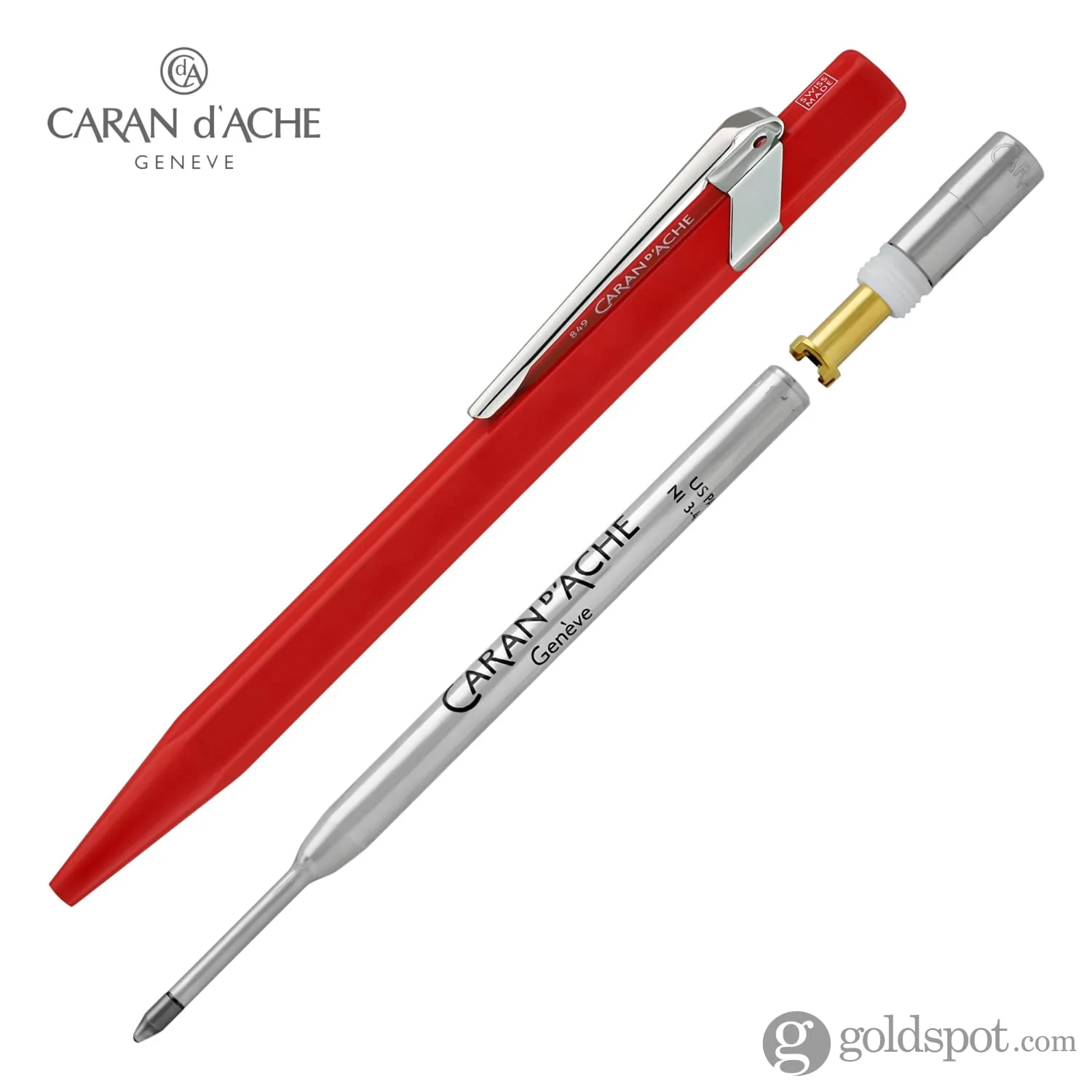 Caran d'Ache 849 Metal Ballpoint Pen in Red - Image 6