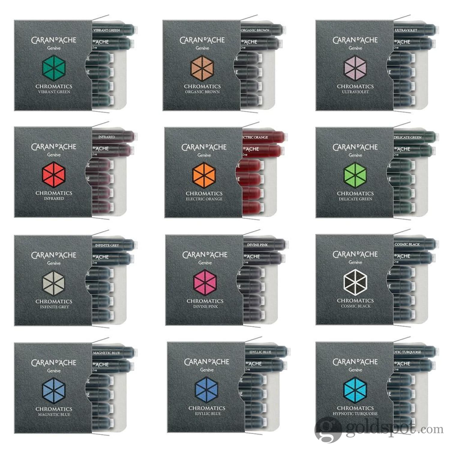 Caran d'Ache Chromatics Ink Cartridges in Organic Brown - Pack of 6 - Image 2