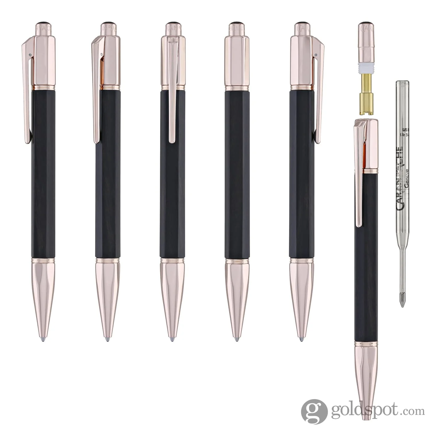 Caran d'Ache Varius Ebony Ballpoint Pen with Rose Gold Coated - Image 6