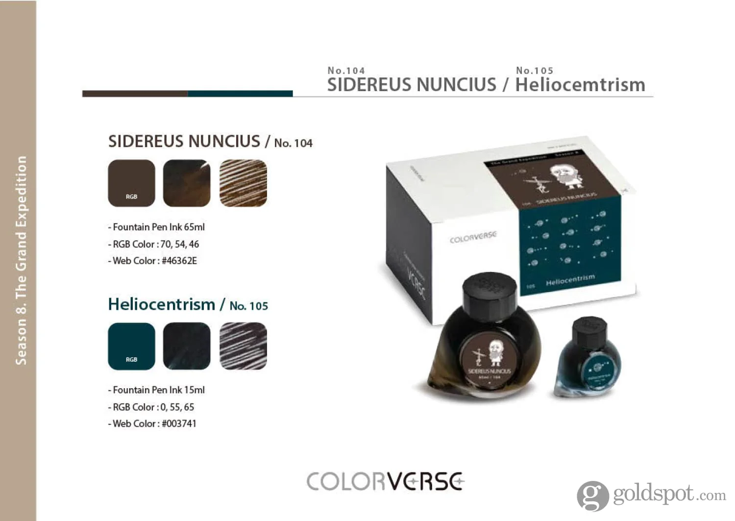 Colorverse Season 8 The Grand Expedition Bottled Ink in Sidereus Nuncius & Heliocentrism - Set of 2 (65ml+15ml) - Image 2