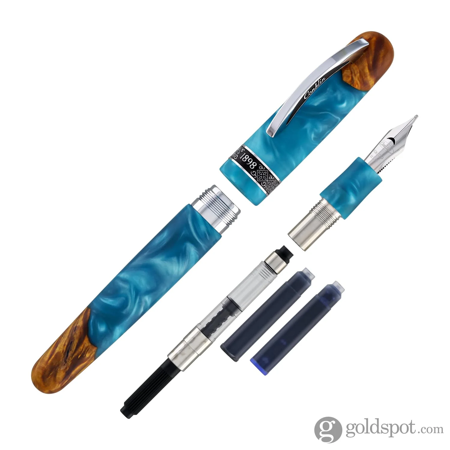 Conklin 1898 Spectra Fusion Fountain Pen in Blue with Chrome Trim - Limited Edition - Image 8