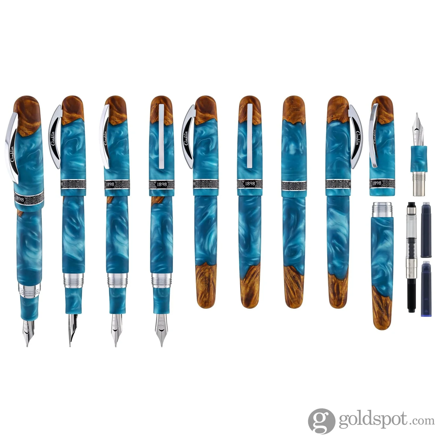 Conklin 1898 Spectra Fusion Fountain Pen in Blue with Chrome Trim - Limited Edition - Image 9