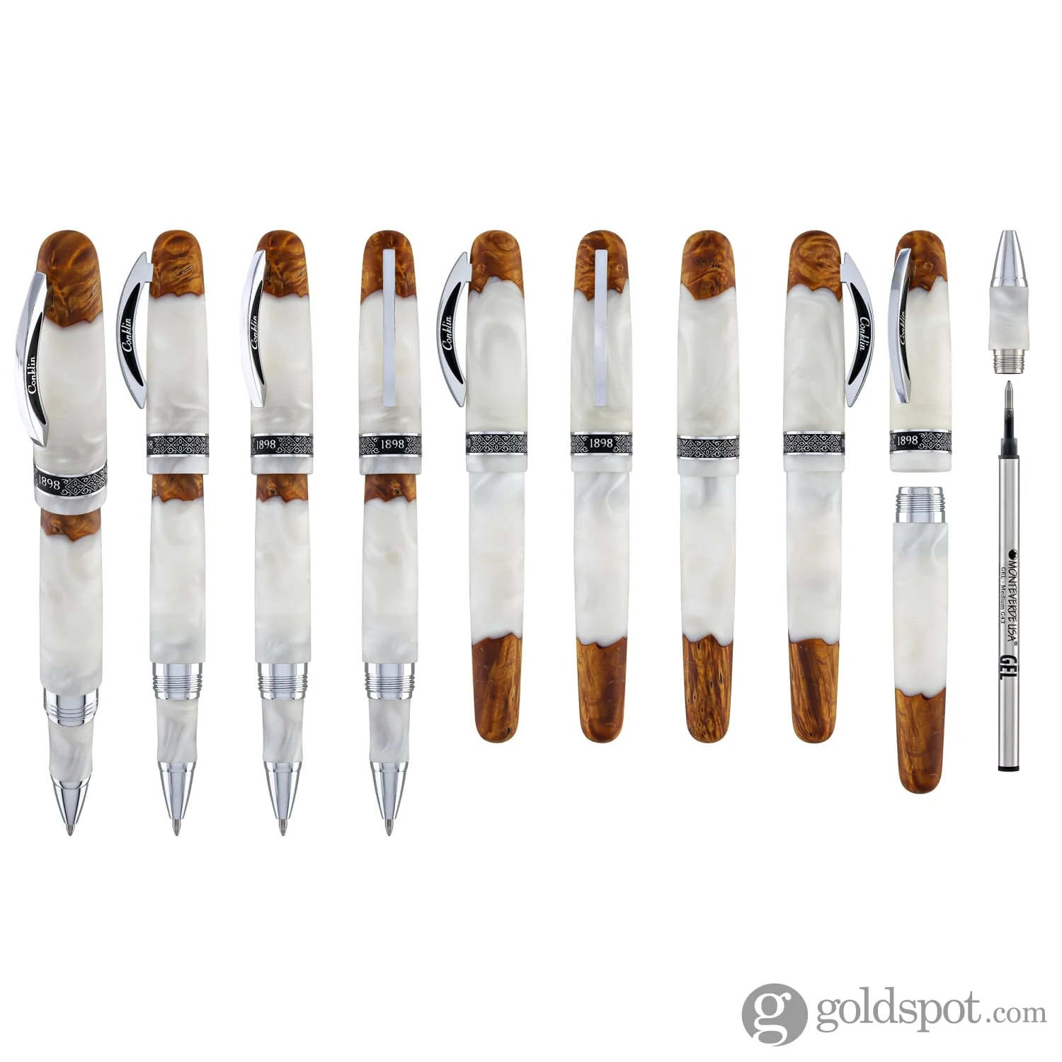 Conklin 1898 Spectra Fusion Rollerball Pen in White with Chrome Trim - Limited Edition - Image 9