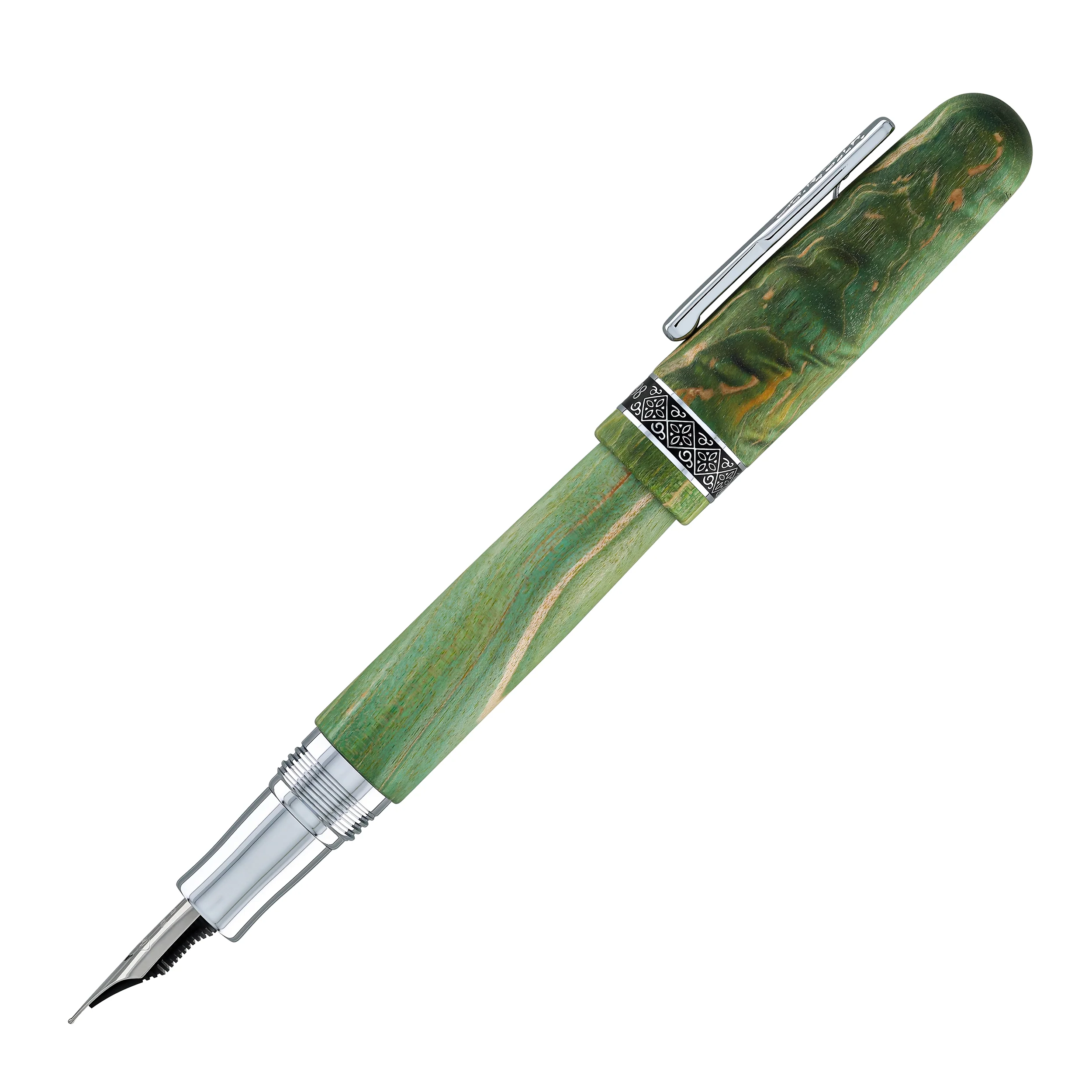 Conklin 1898 Stabilized Wood Fountain Pen in Matte Green with Chrome Trim - Limited Edition - Image 5